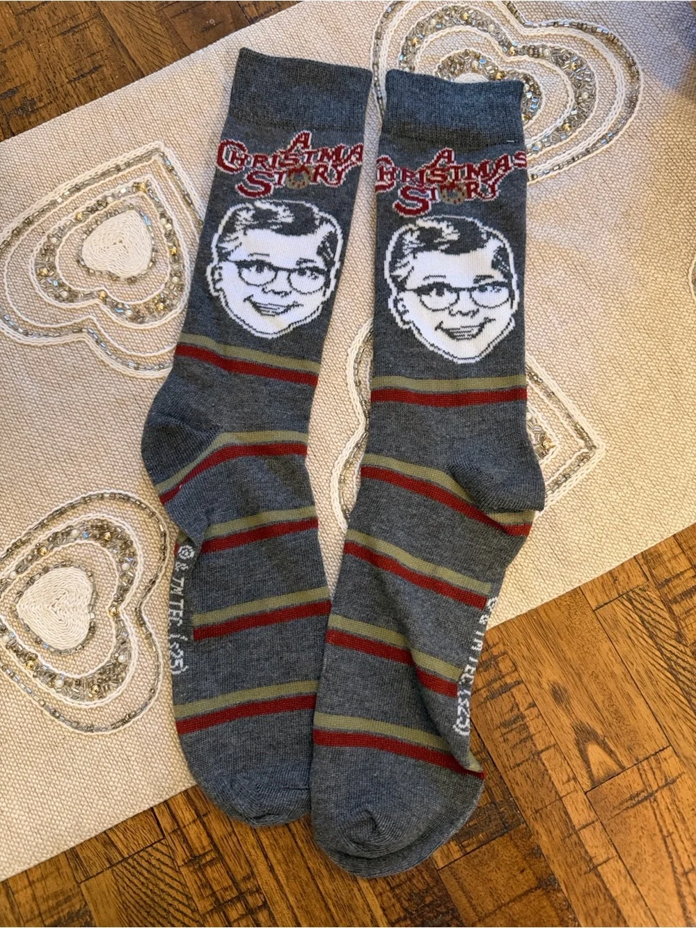 A Christmas Story Novelty Socks with Retro Face and Stripes NWOT